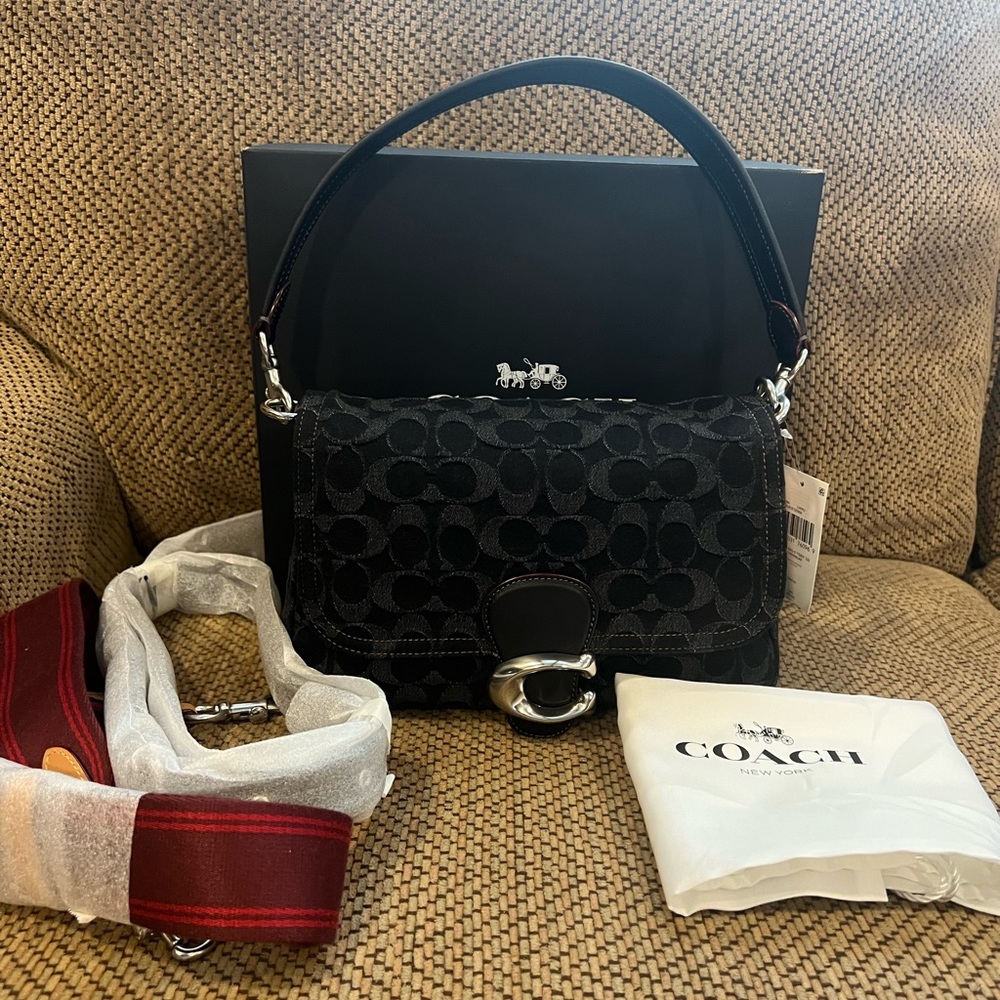 Coach Black Denim Soft Tabby